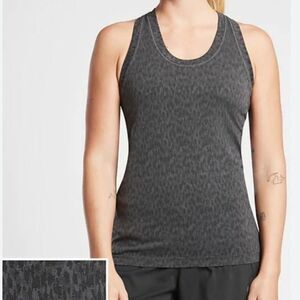 Athleta Momentum Allure Leopard Print Seamless tank XS Black Grey